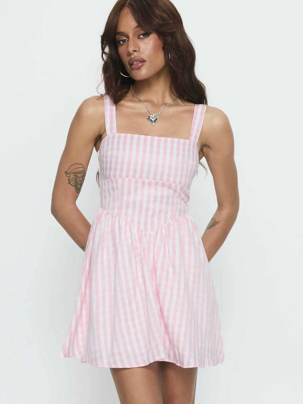 Zara Plaid Backless Dress